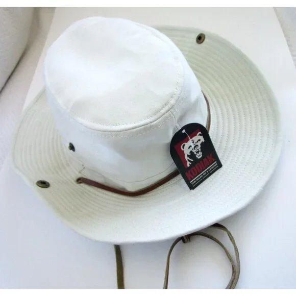 Men's Kodiak Rugged Outback Headwear Beige & Leather Strap - OS 100% Cotton NWT - Picture 10 of 16